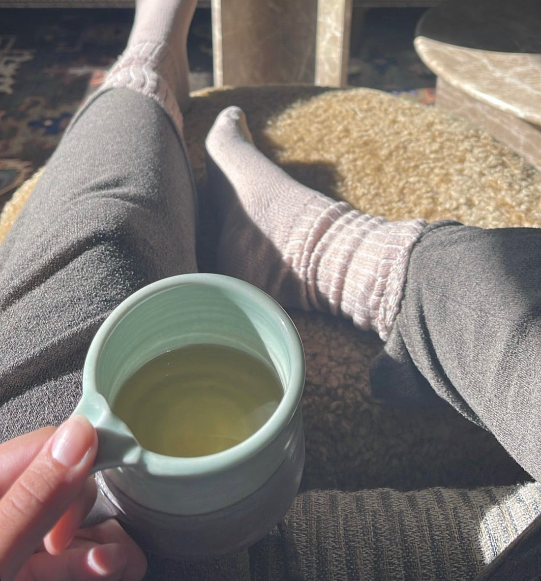 Relaxing with a cup of herbal tea